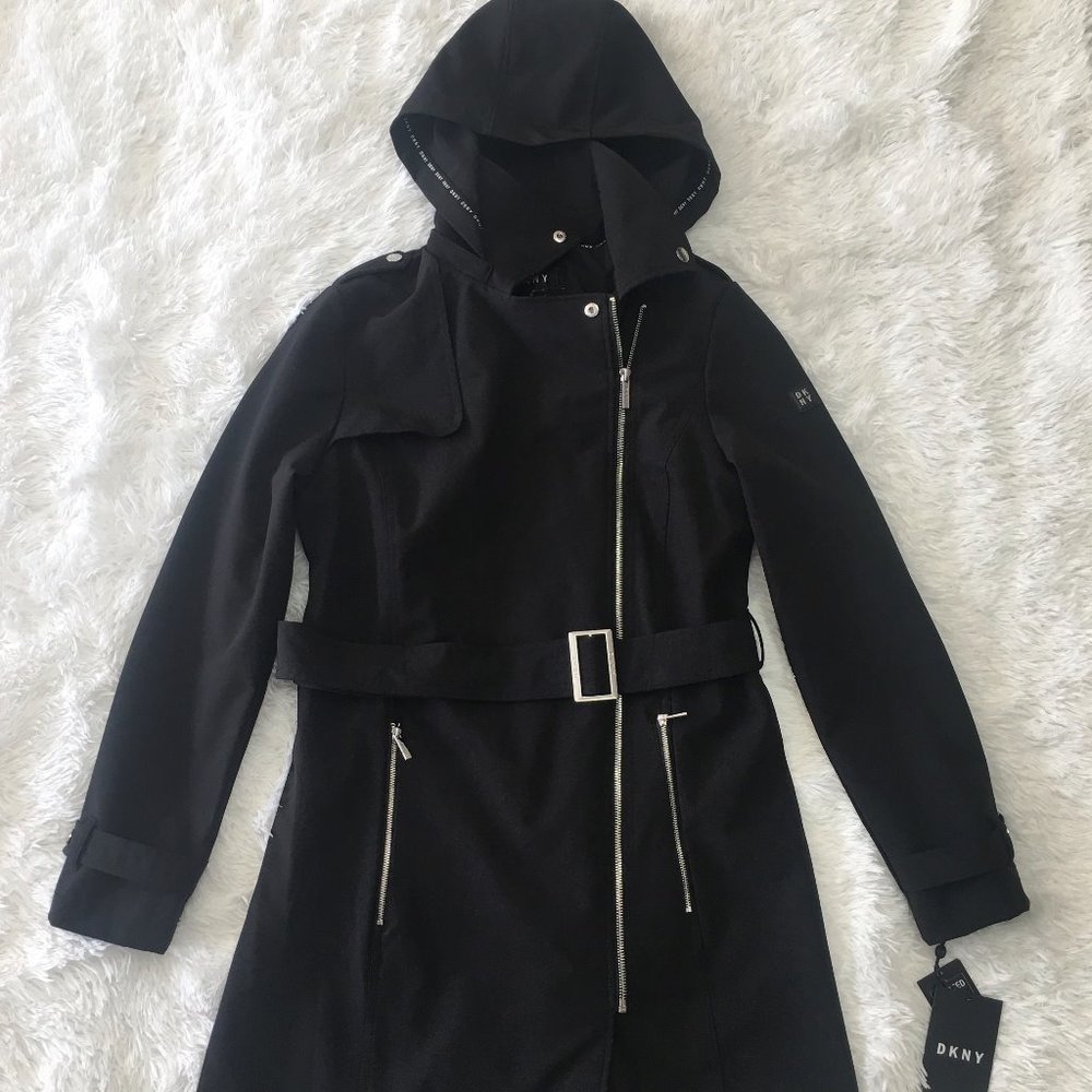 ⚡️SALE⚡️NWT DKNY belted hooded trench coat jacket